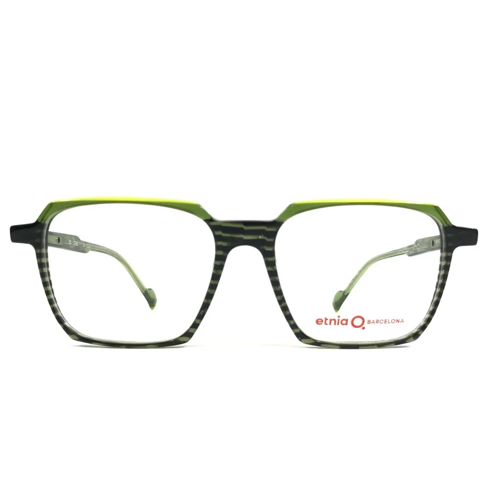 Etnia Barcelona Eyeglasses Frames IBO GRBK Green Black Striped 52-16-145